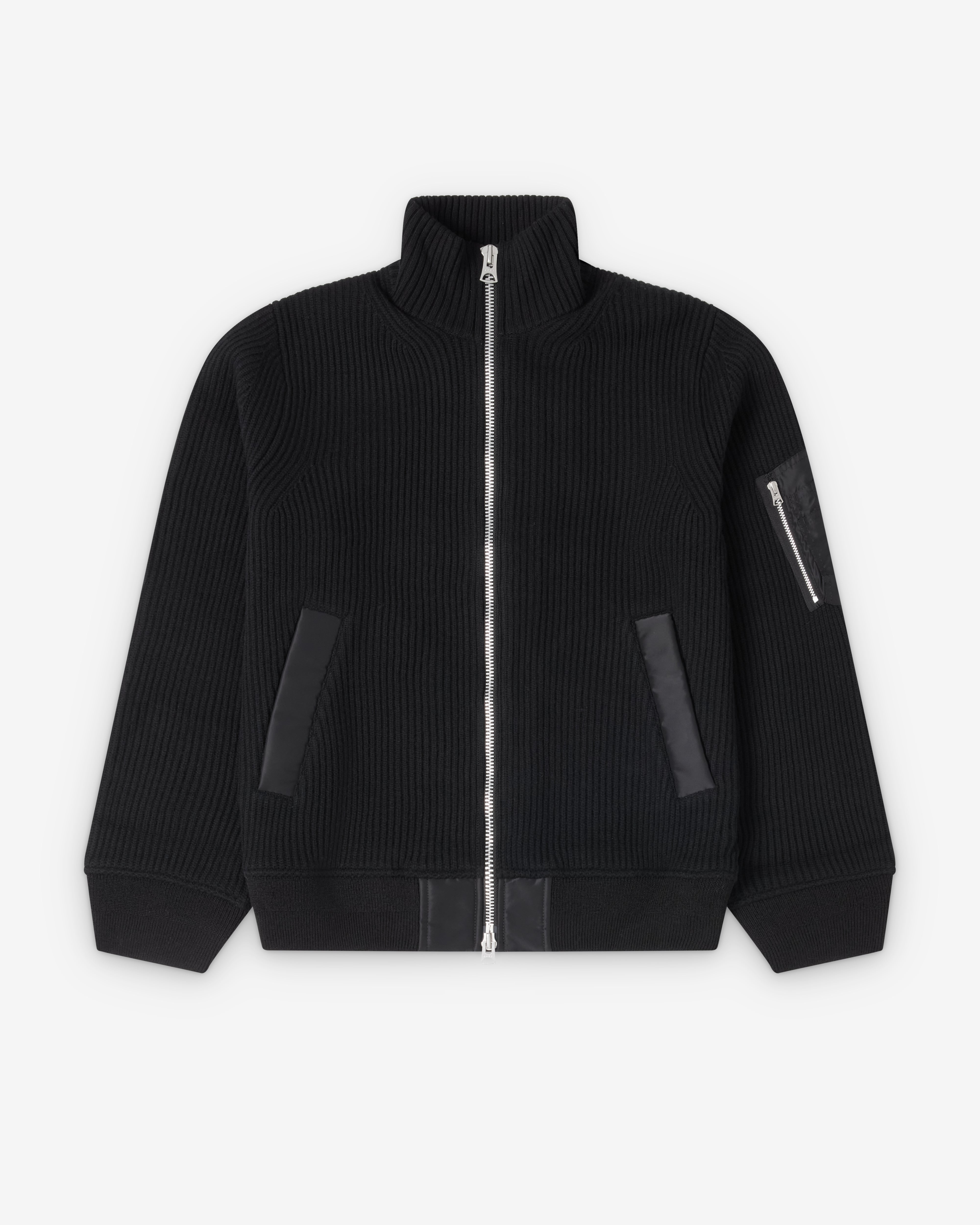 Sacai : Men's Wool Knit Blouson (Black) | Dover Street Market London