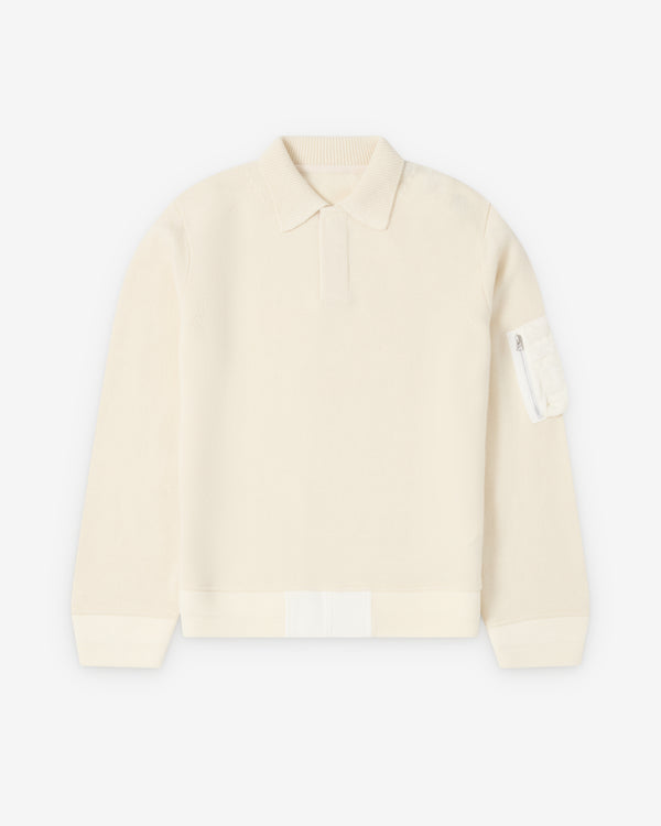 Sacai  - Men's Wool Knit Polo Shirt - (Cream)