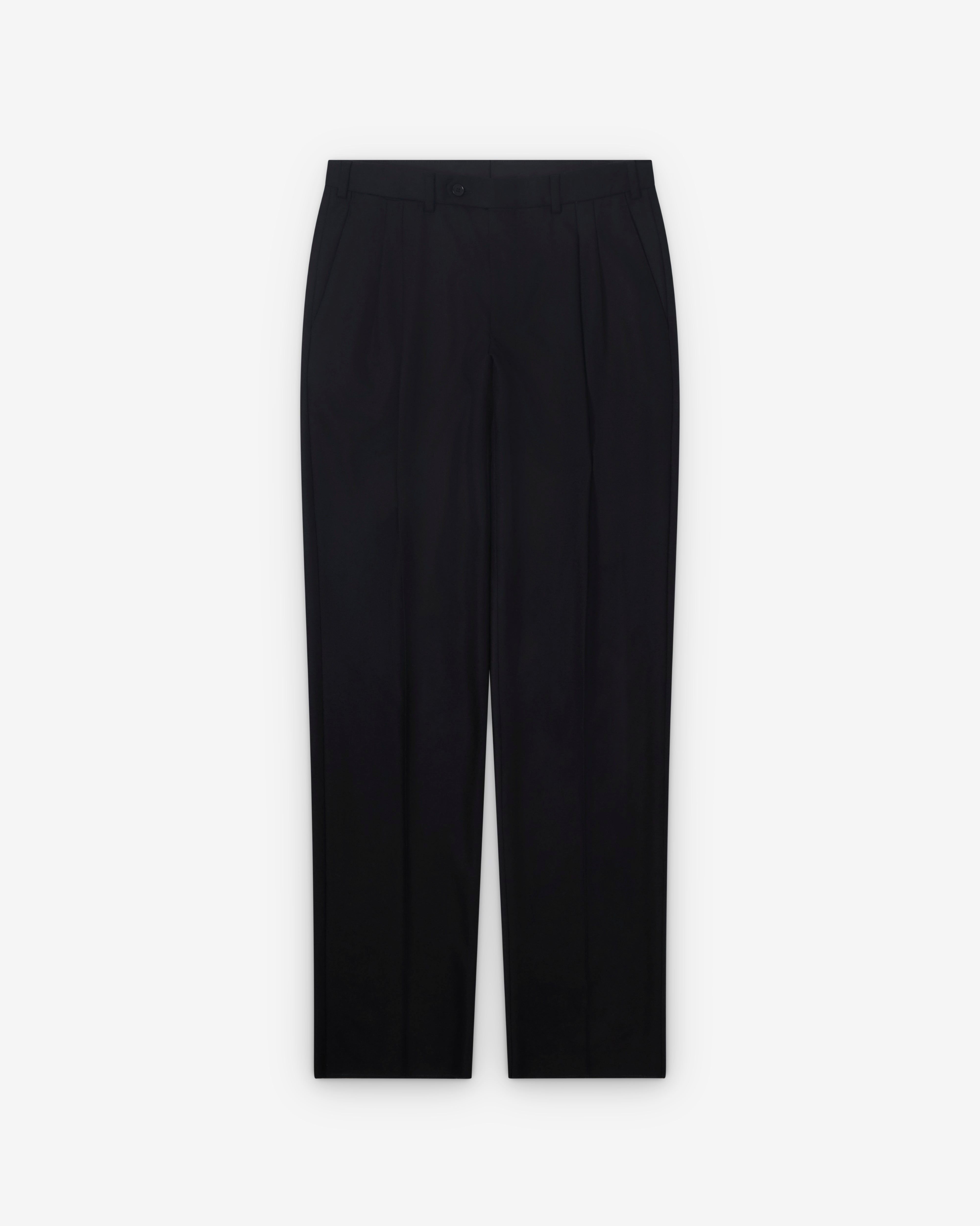 Salon C. Lundman: Men's Double Pleat Flannel Trousers (Black