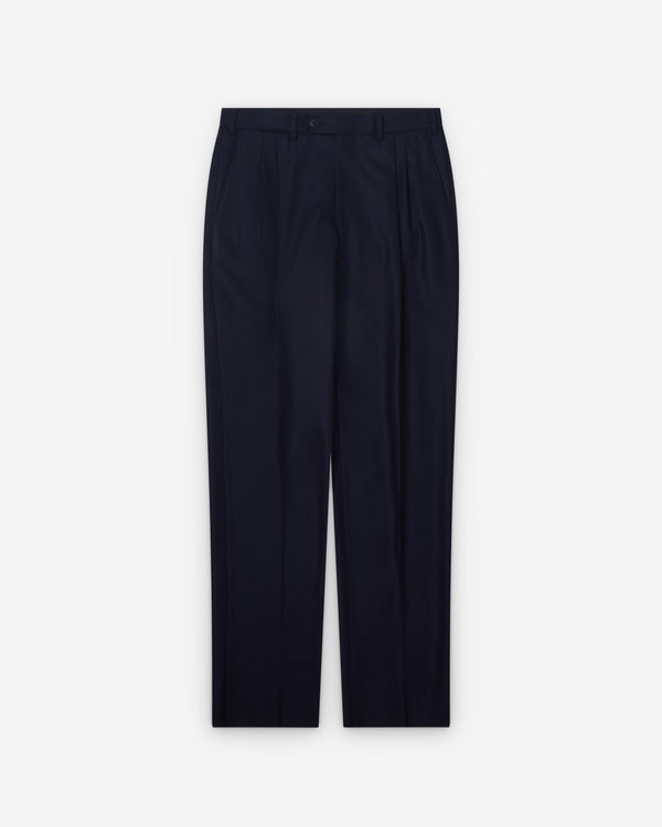 Salon C. Lundman - Men's Double Pleat  Flannel Trousers - (Navy)