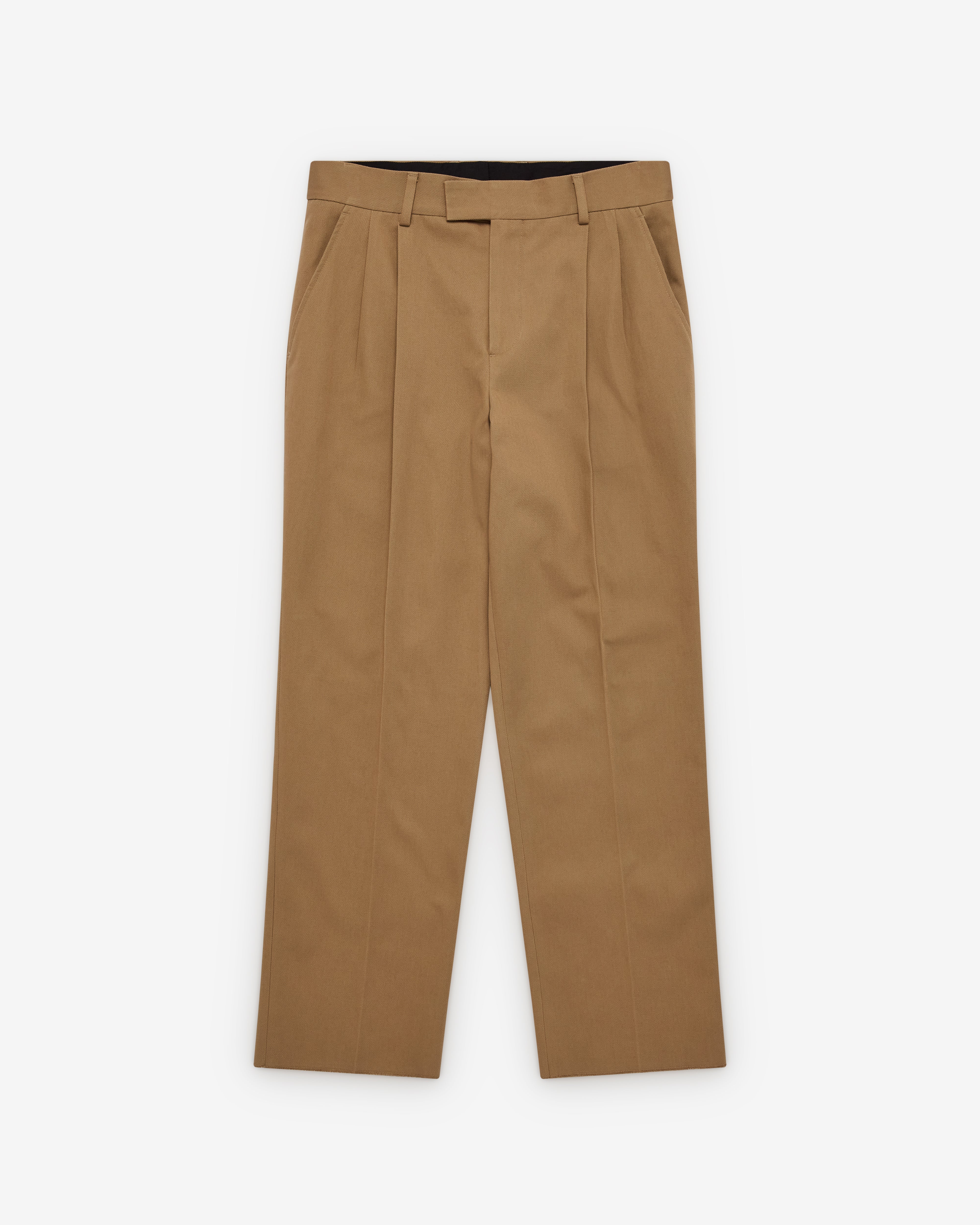 Salon C. Lundman: Men's Double Pleat Chinos (Camel) | Dover Street