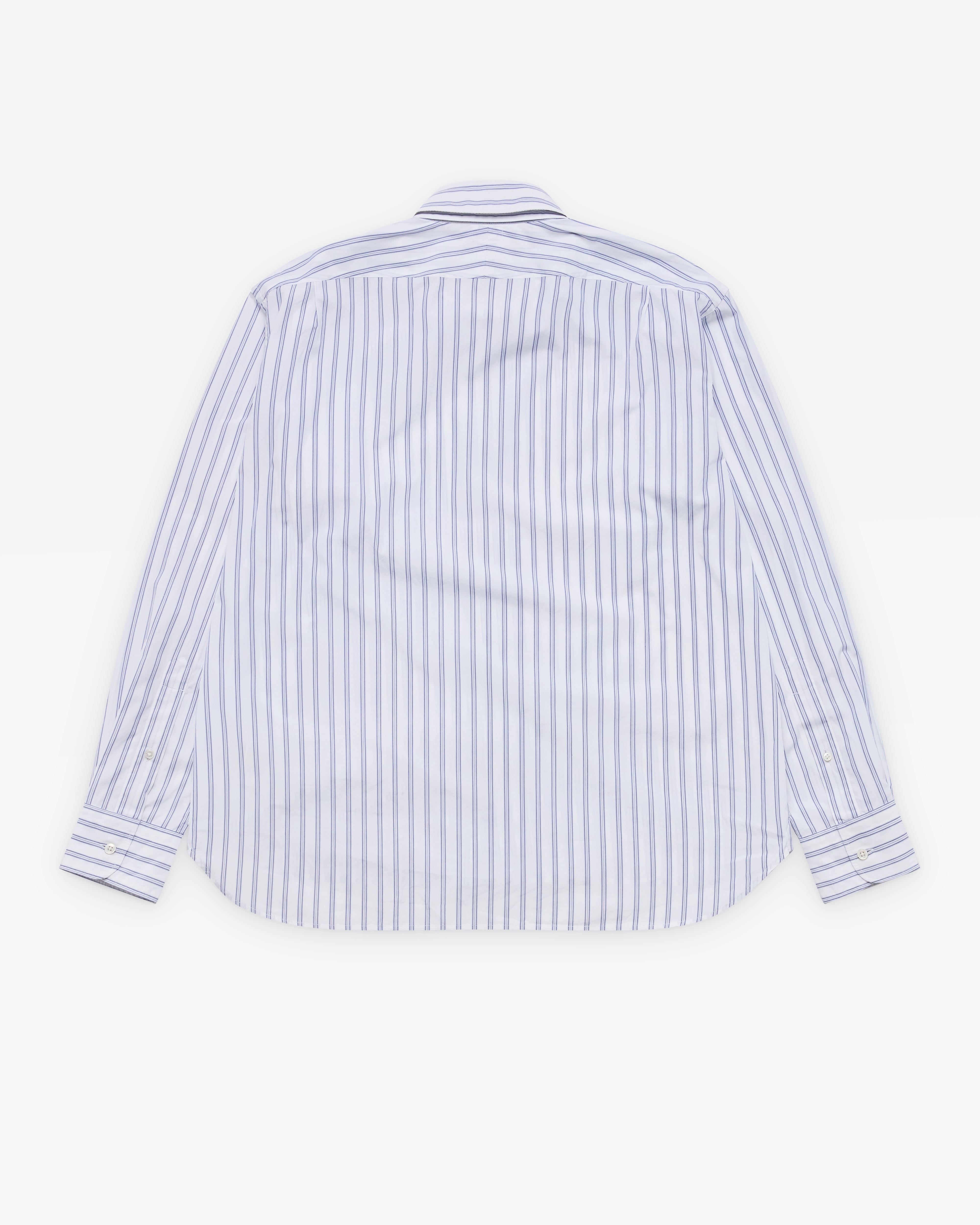 Salon C. Lundman: Men's Double Collar Shirt (Fine Blue Stripe