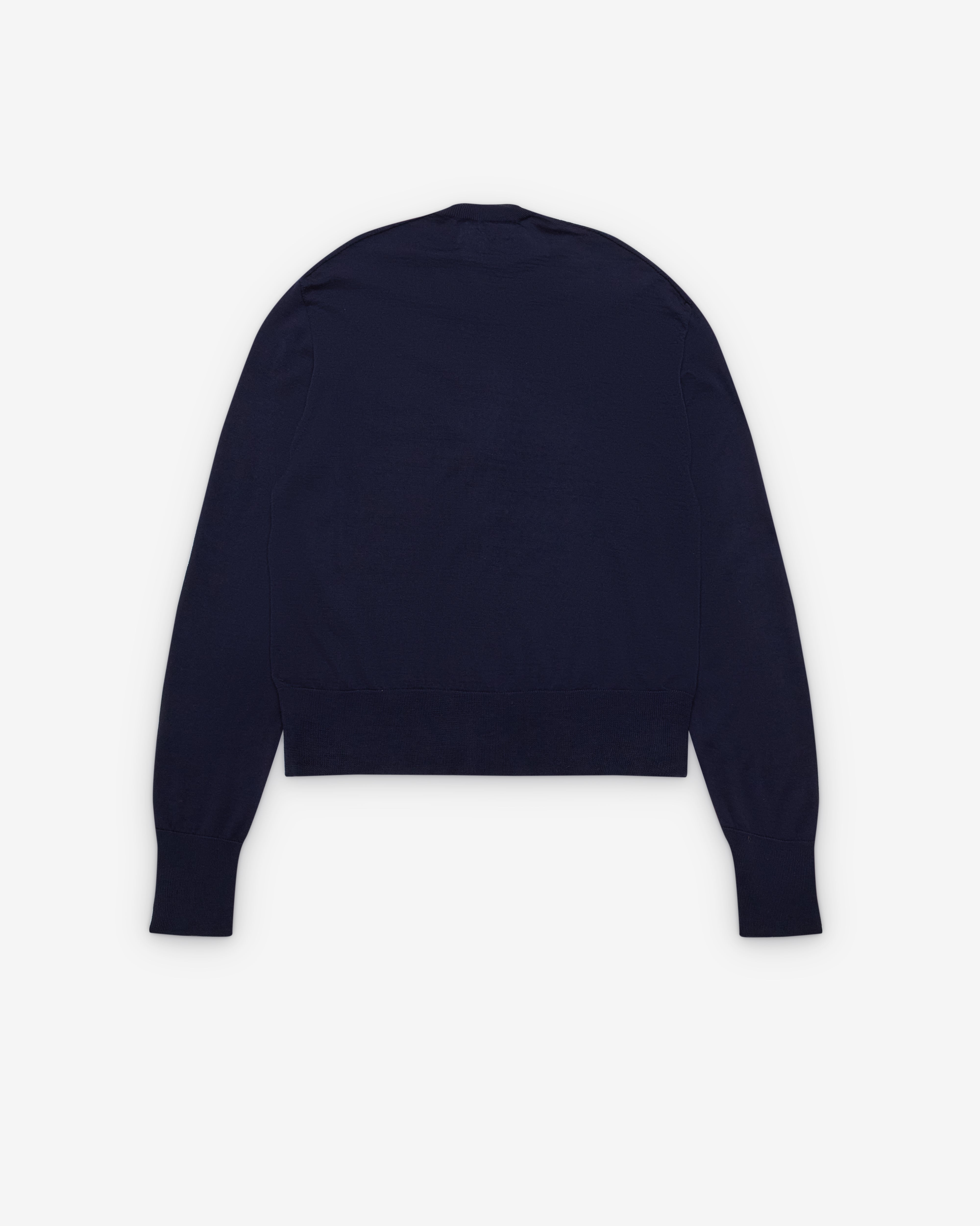 Salon C. Lundman: Men's Crew Neck Cardigan (Navy) | Dover Street