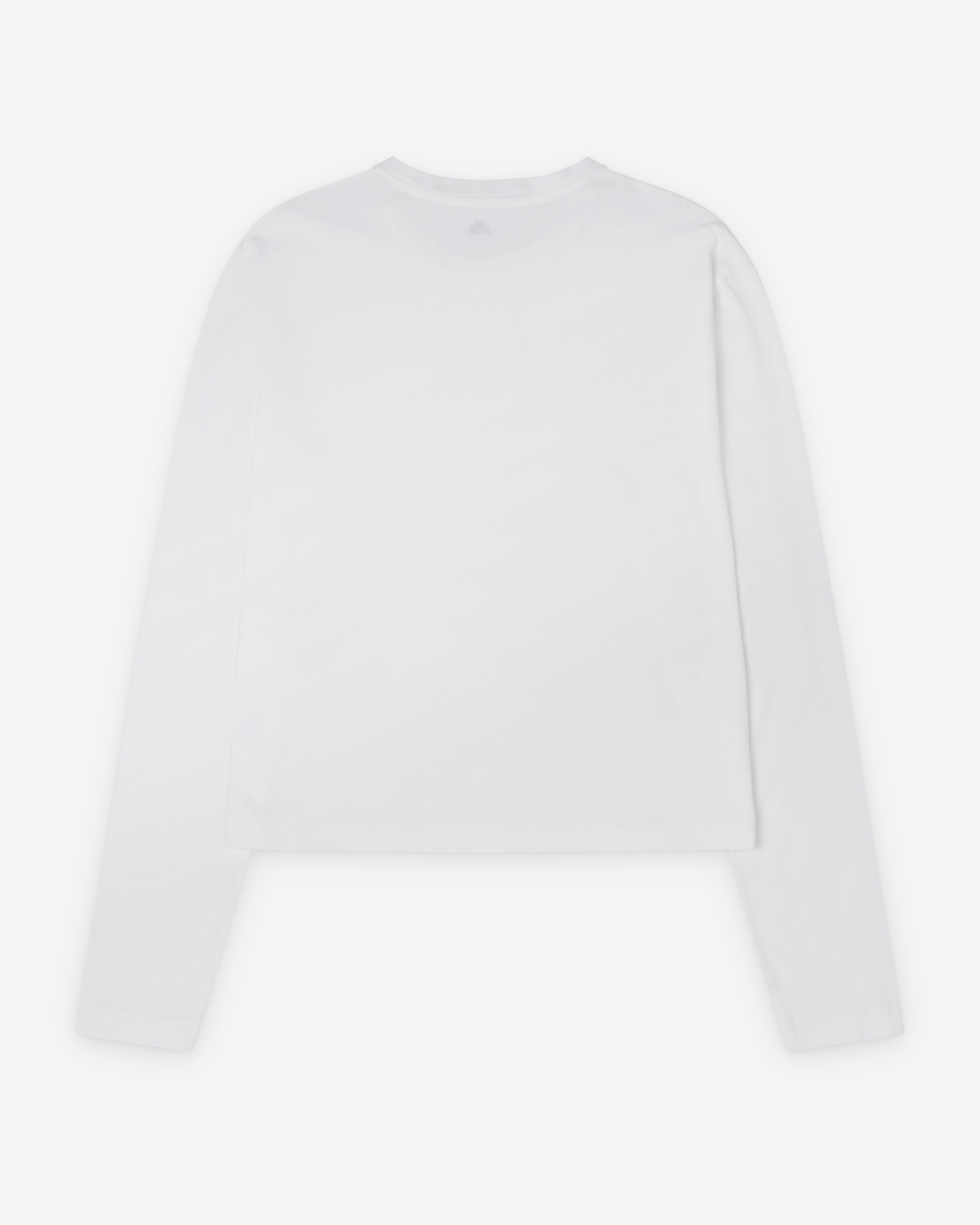 SALON C.Lundman ホワイト長袖カットソー Salon C. Lundman: Men's Long Sleeve Cropped Crew Neck (White