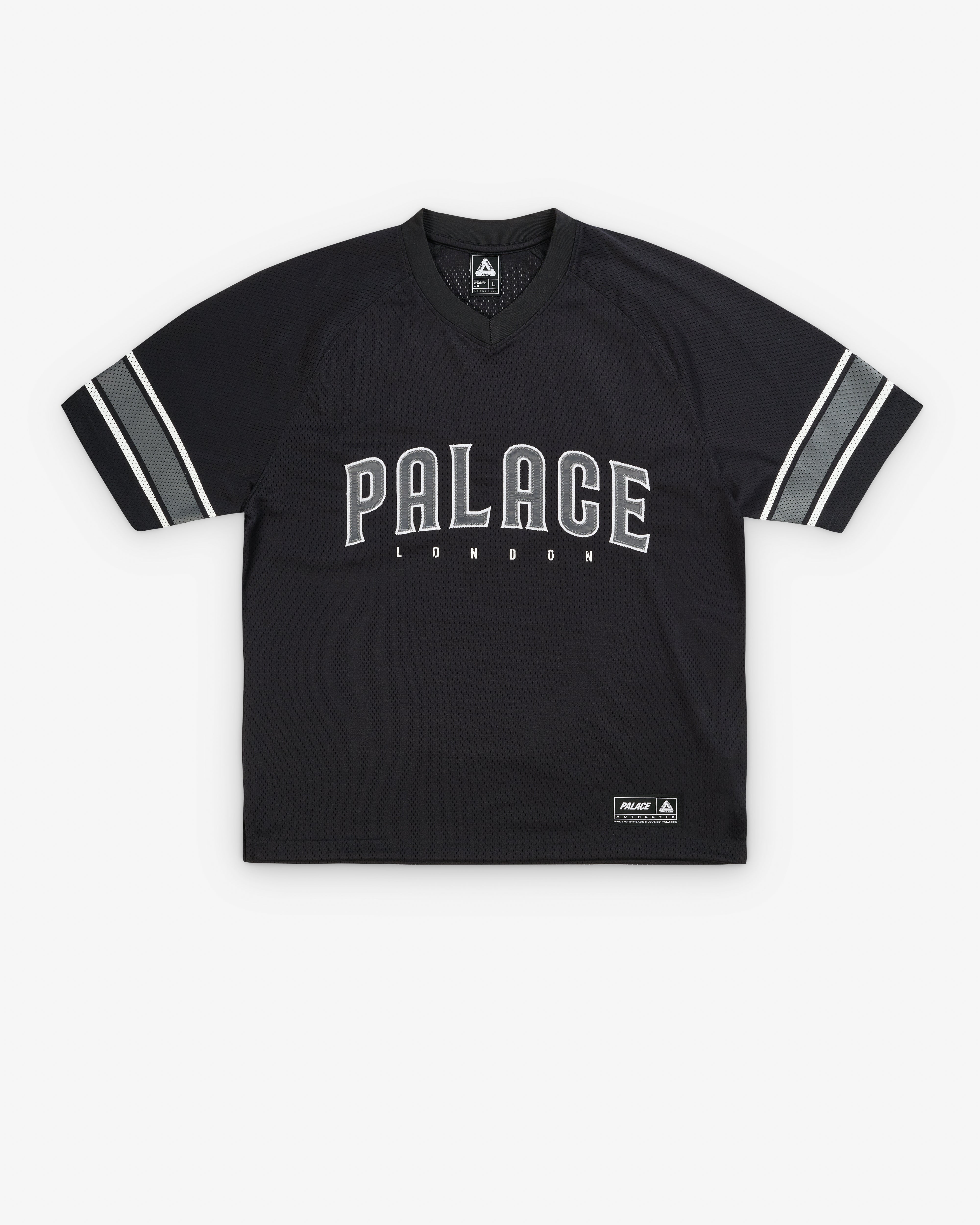Palace: Men's Satin The Park Mesh Jersey (Black) | Dover Street