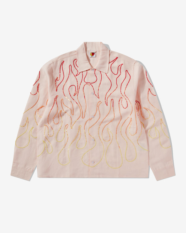 Sky High Farm Workwear - Unisex Flame Embroidered Shirt - (Pink)