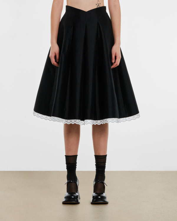 SHUSHU/TONG - Women’s Low Waist A-Shape Skirt - (Black)