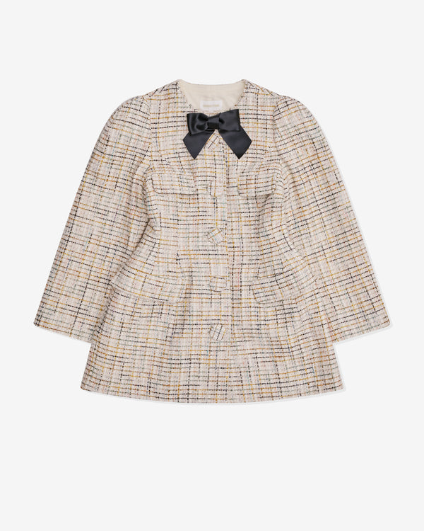 SHUSHU/TONG - Women's Tweed Fitted Single Breasted Jacket - (Cream Tweed)