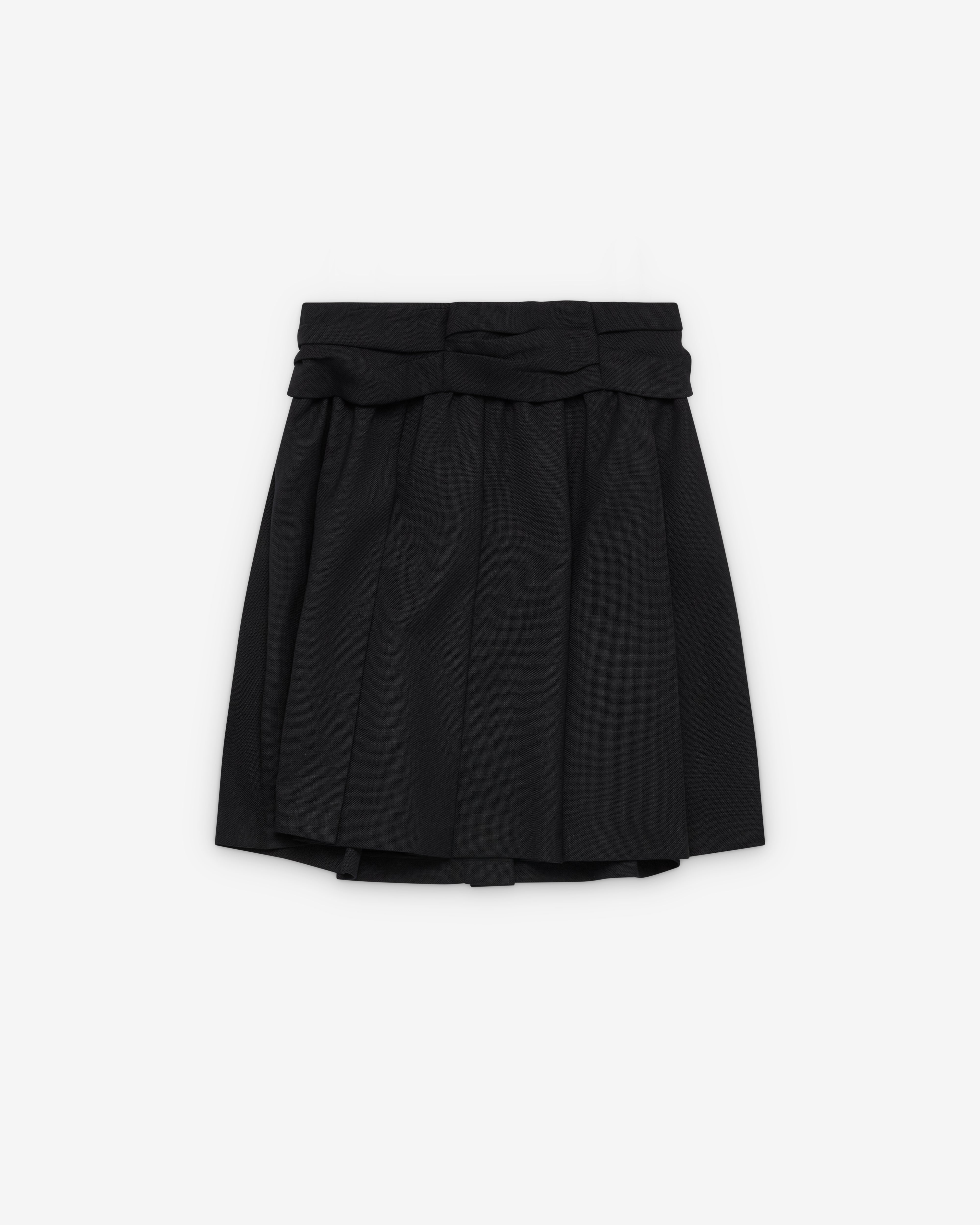 SHUSHU/TONG: Women's Draped Waist Wide-Pleat Skirt (Navy Blue
