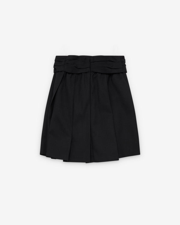SHUSHU/TONG - Women's Draped Waist Wide-Pleat Skirt - (Navy Blue)