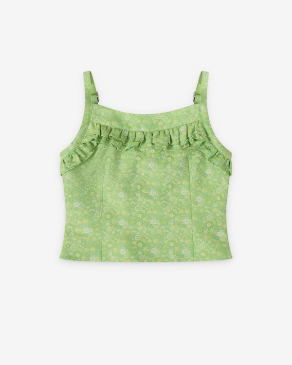 SHUSHU/TONG - Women's Lace Trim Cami Top - (Green)