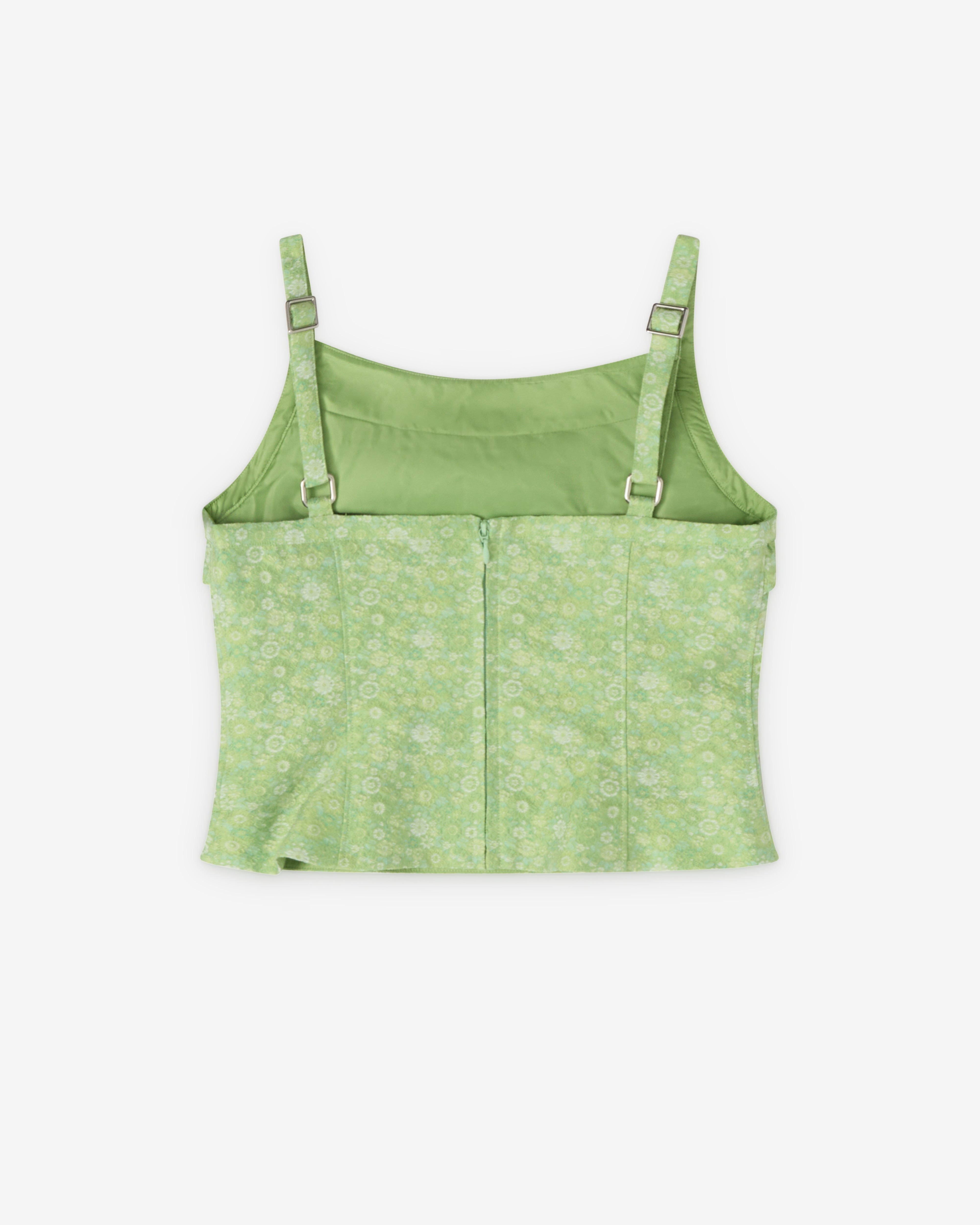 SHUSHU/TONG: Women's Lace Trim Cami Top (Green) | Dover Street