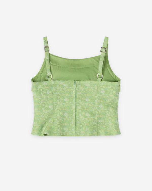 SHUSHU/TONG - Women's Lace Trim Cami Top - (Green)