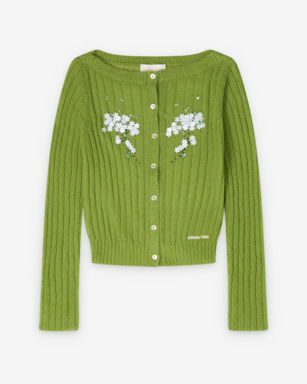 SHUSHU/TONG - Women's Beaded Floral Embellished Knit - (Green)