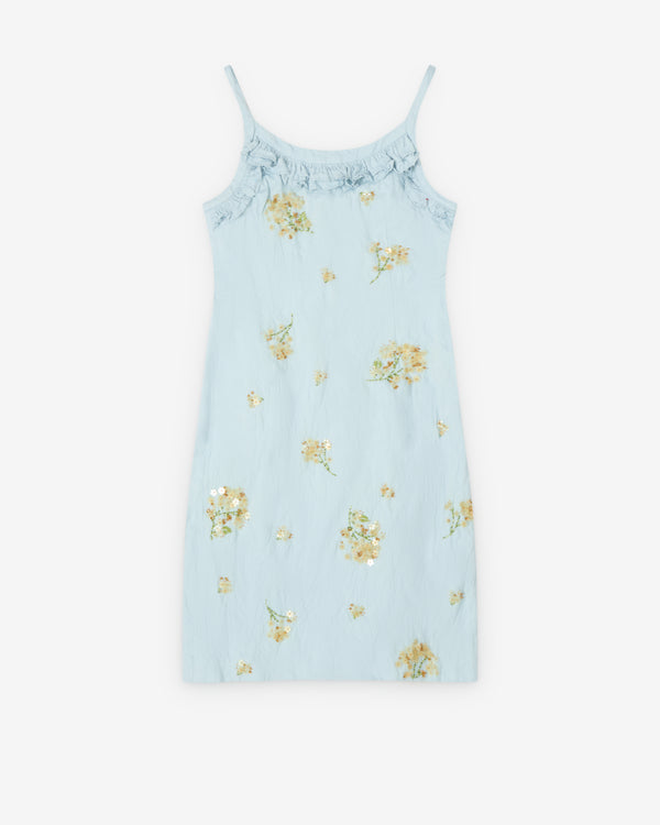 SHUSHU/TONG - Women's Lace Trim Cami Dress - (Blue)