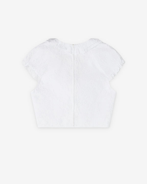 SHUSHU/TONG - Women's Crisscross Ruffled Crop Top - (White)