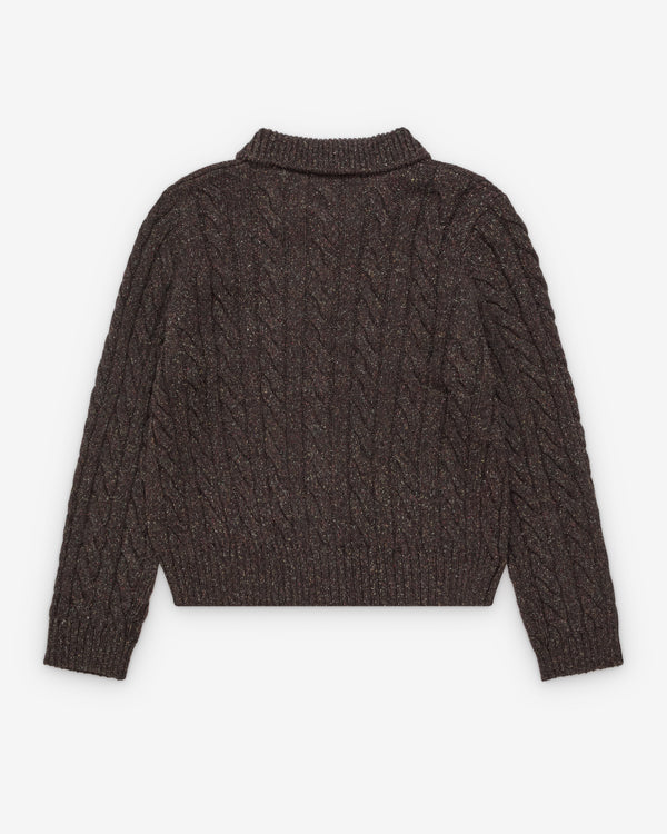 ShuShu/Tong - Women's Retro Color-Blocked Diamond Knit - (Brown)
