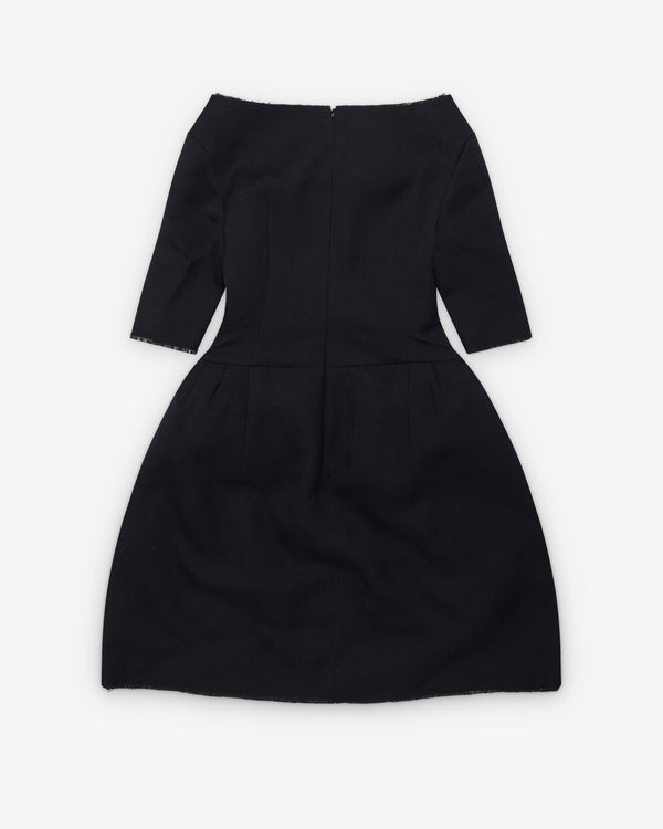 SHUSHU/TONG - Women's Corset Waist Off-Shoulder Dress - (Navy Blue)