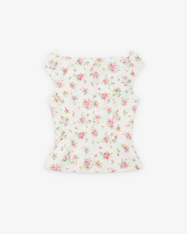 SHUSHU/TONG - Women's Keyhole Cold-Shoulder Crop Top - (Printing)