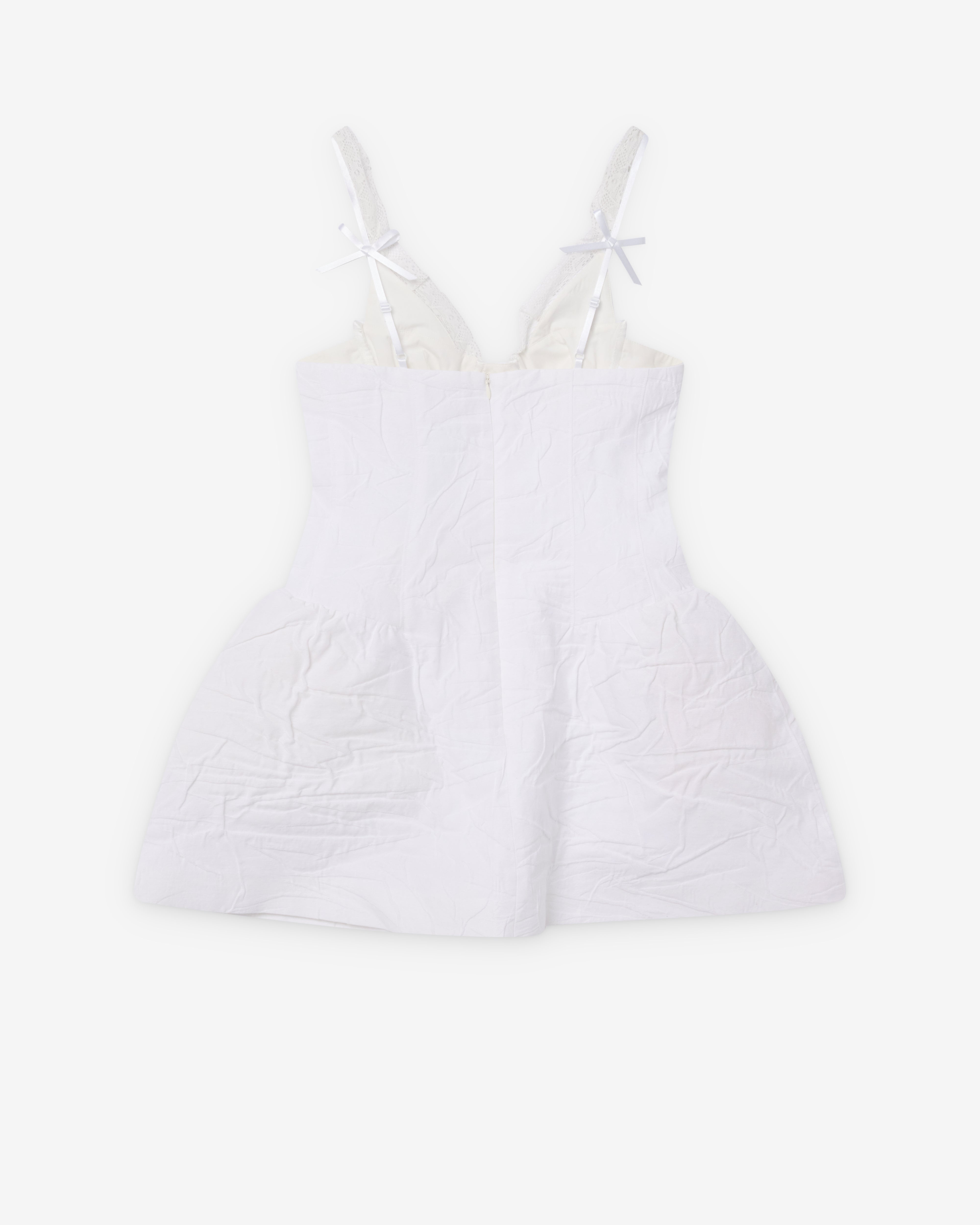SHUSHU/TONG: Women's Lace Trim Bustier Dress (White) | Dover