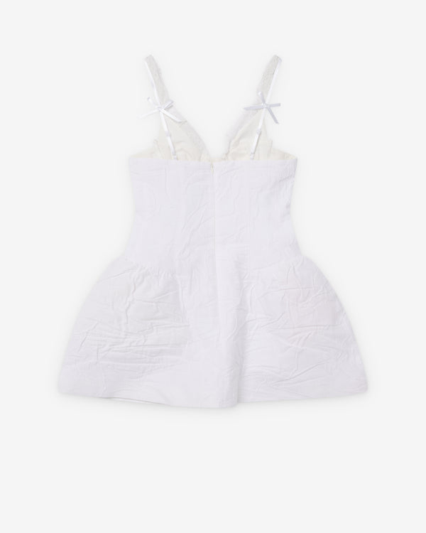 SHUSHU/TONG - Women's Lace Trim Bustier Dress - (White)