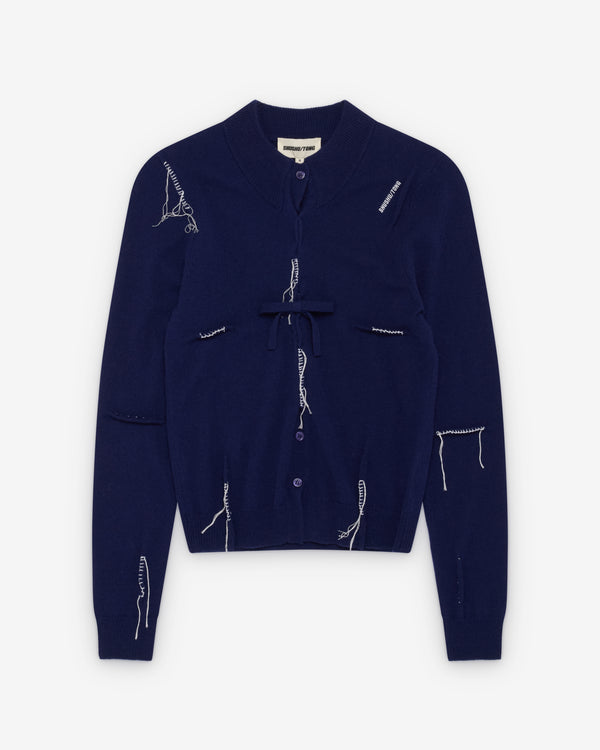 SHUSHU/TONG - Women's Threadwork Knit Top - (Navy Blue)