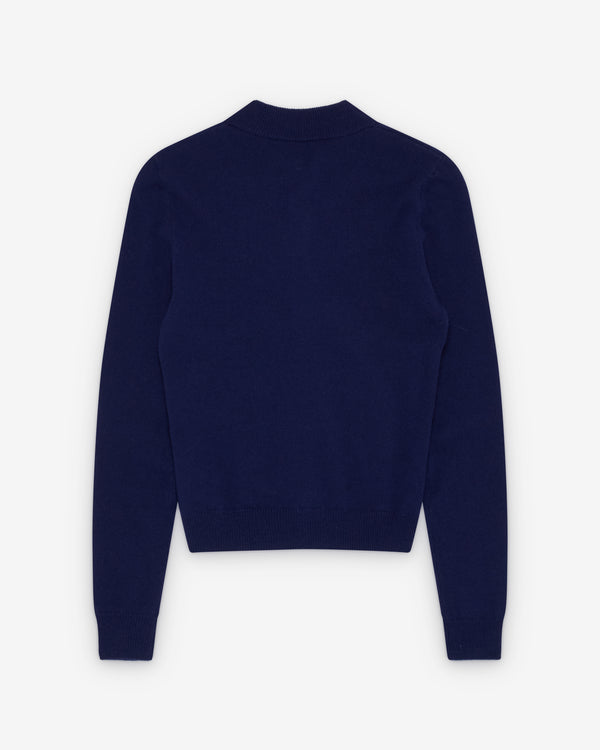 SHUSHU/TONG - Women's Threadwork Knit Top - (Navy Blue)