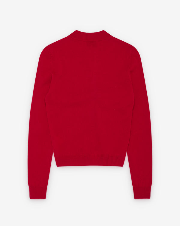 SHUSHU/TONG - Women's Threadwork Knit Top - (Dark Red)