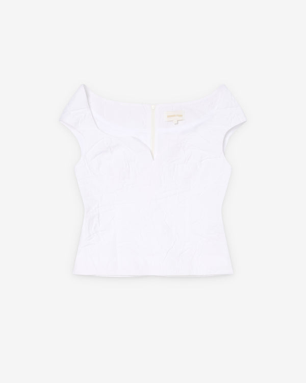 SHUSHU/TONG - Women's Cut-Out U-Neck Crop Top - (White)