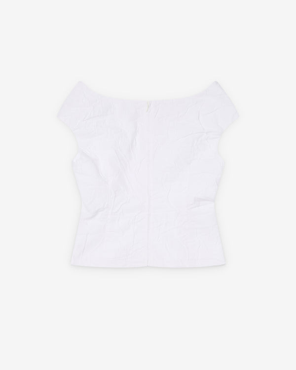 SHUSHU/TONG - Women's Cut-Out U-Neck Crop Top - (White)