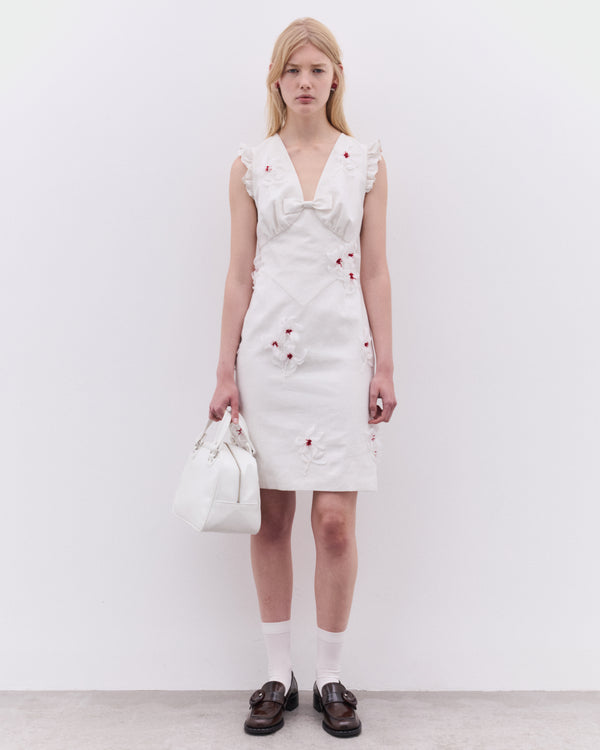 SHUSHU/TONG - Women’s Lace Flare Sleeve Dress - (White)