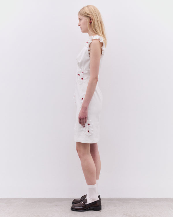 SHUSHU/TONG - Women’s Lace Flare Sleeve Dress - (White)