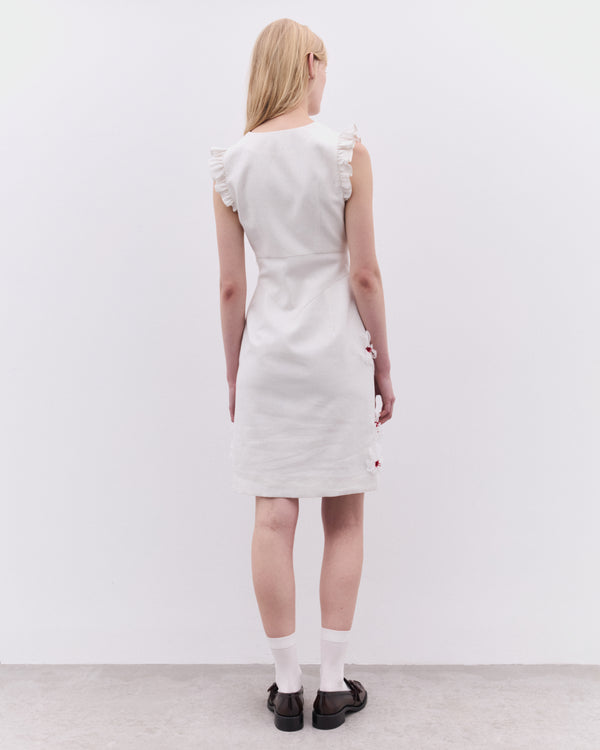 SHUSHU/TONG - Women’s Lace Flare Sleeve Dress - (White)
