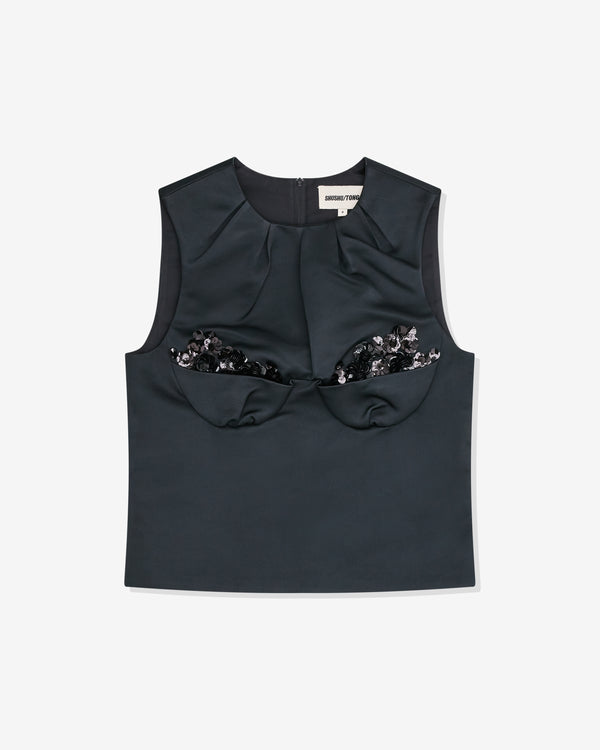 SHUSHU/TONG - Women's Embellished Bustier Sleeveless Top - (Black)