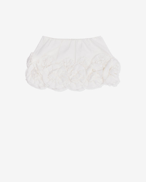 SHUSHU/TONG - Women's Floral Applique Mini Skirt - (White)