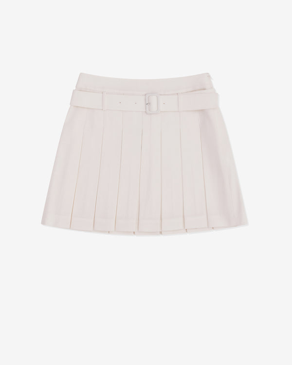 SHUSHU/TONG - Women's Belt-Embellished Pleated Skirt - (White)