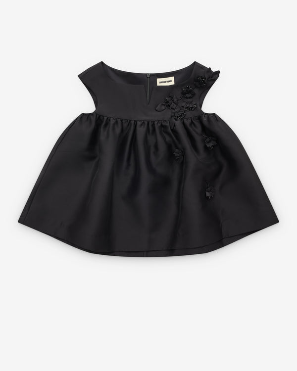 SHUSHU/TONG - Women’s Notched Fluffy Sleeveless Top - (Black)