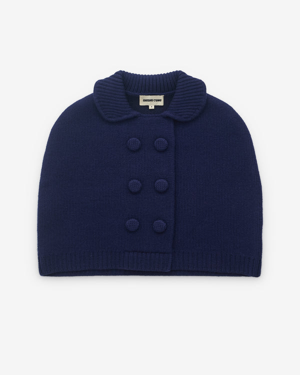 SHUSHU/TONG - Women’s Double-Breasted Knit Overblouse - (Navy)