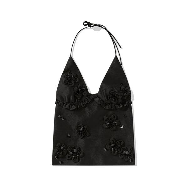 SHUSHU/TONG - Women's Embellished Corset Halter Top - (Black)