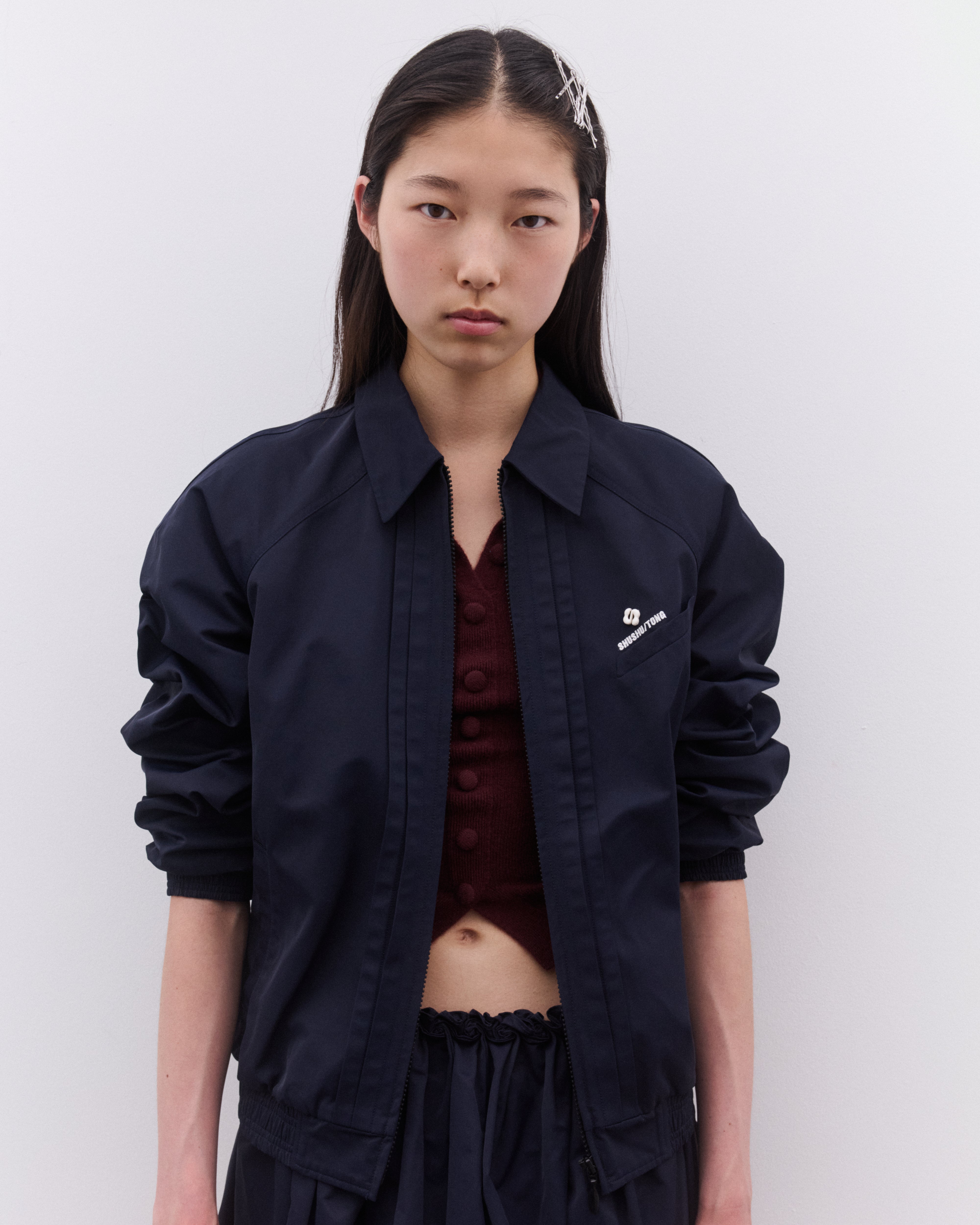 SHUSHU/TONG: Women's Tuck Detail Sport Jacket (Navy) | DSML E-SHOP