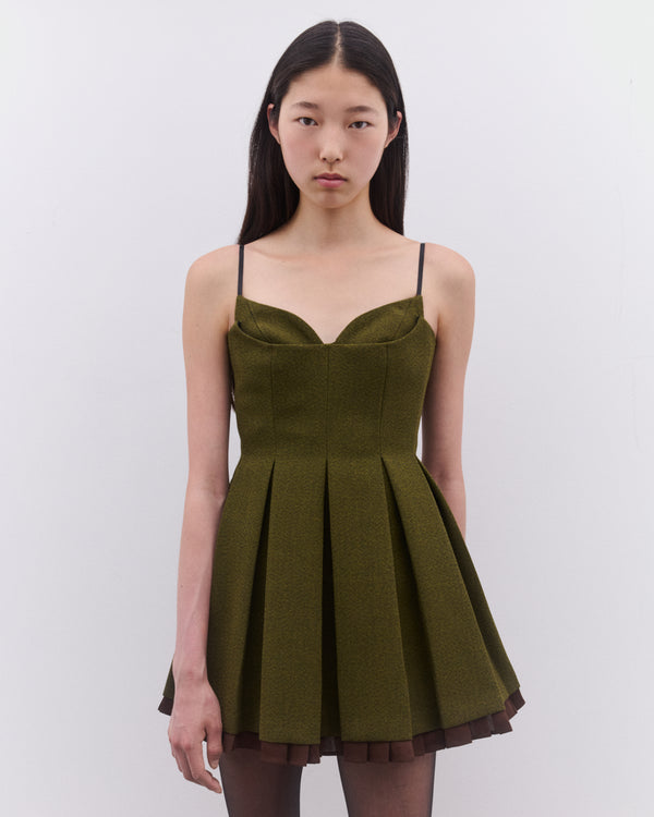 SHUSHU/TONG - Women’s Pleated Camisole Dress - (Green)