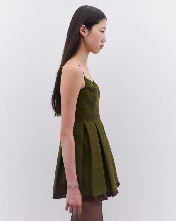 SHUSHU/TONG - Women’s Pleated Camisole Dress - (Green)
