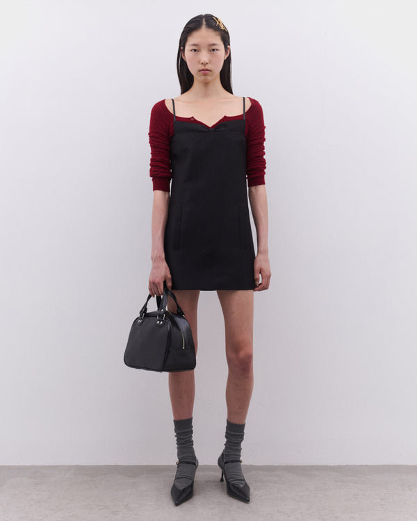 SHUSHU/TONG - Women’s Double Corset Straps Dress - (Black)