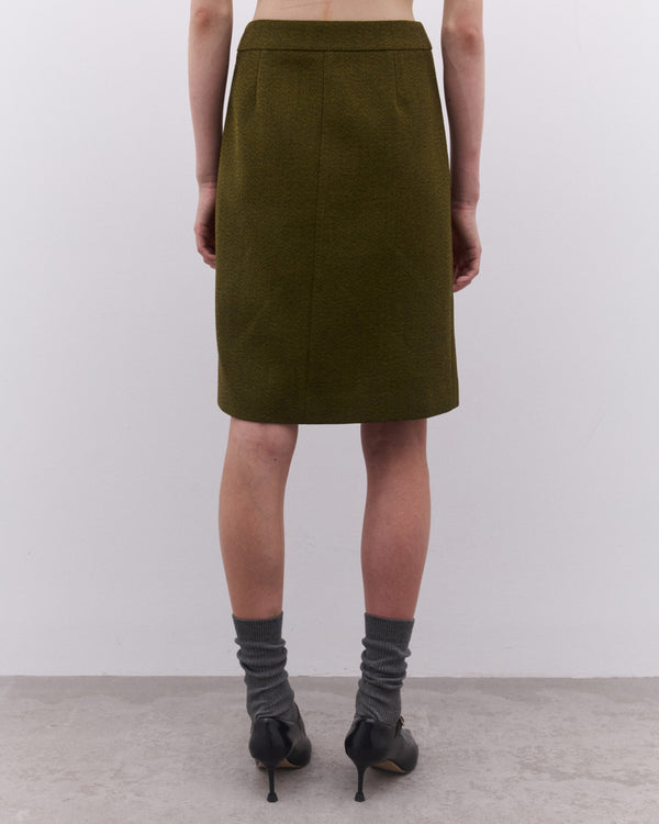 SHUSHU/TONG - Women’s Double-Breasted Button Skirt - (Green)