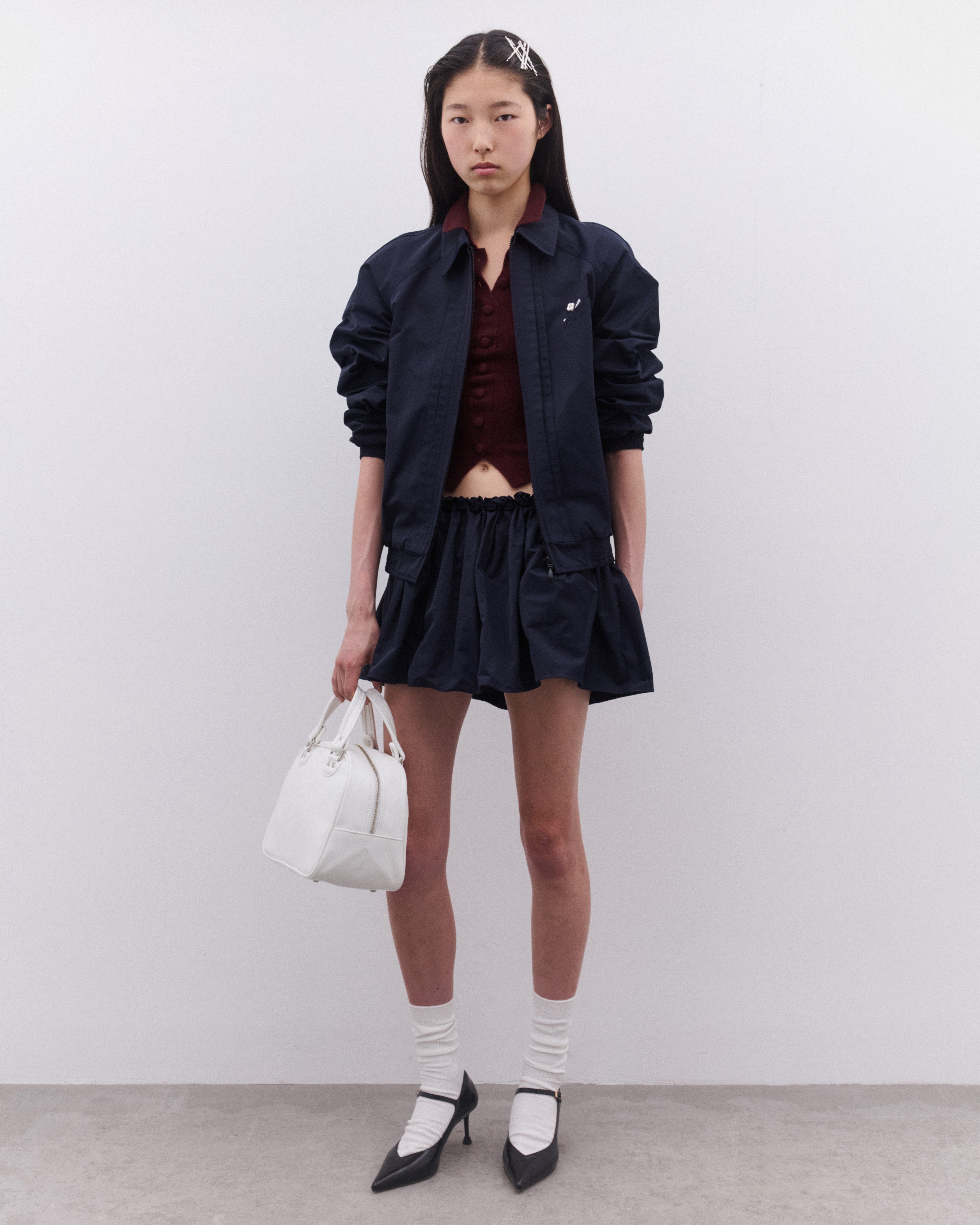 SHUSHU/TONG: Women's Tuck Detail Sport Jacket (Navy) | Dover