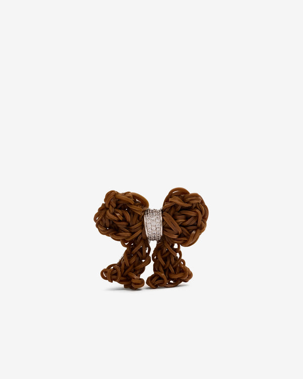 SHUSHU/TONG - Women’s Rubber Band Bow Hair Clip - (Brown)