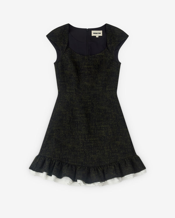 SHUSHU/TONG - Women’s Multi-Layer Ruffled A-Line Dress - (Heather Green)