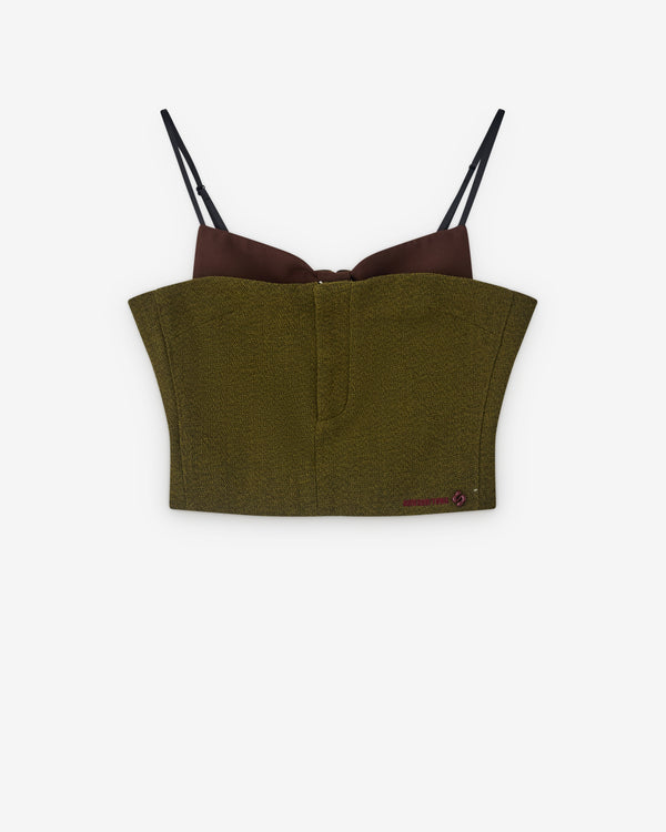 SHUSHU/TONG - Women’s Double Bow Corset Top - (Green)