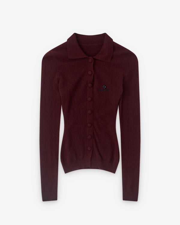 SHUSHU/TONG - Women’s Lapel Fitted Cardigan - (Wine Red)