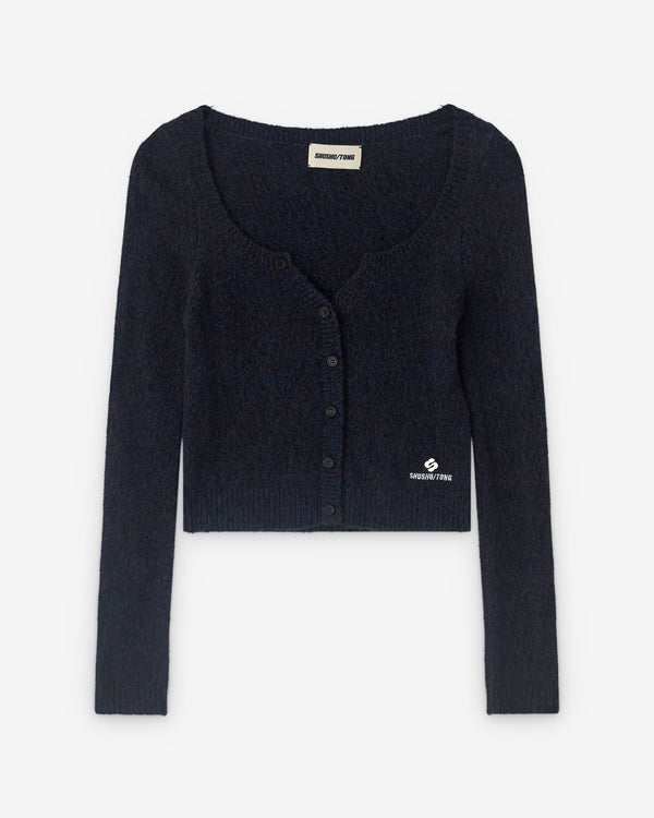 SHUSHU/TONG - Women’s Round Neck Fitted Cardigan - (Navy)